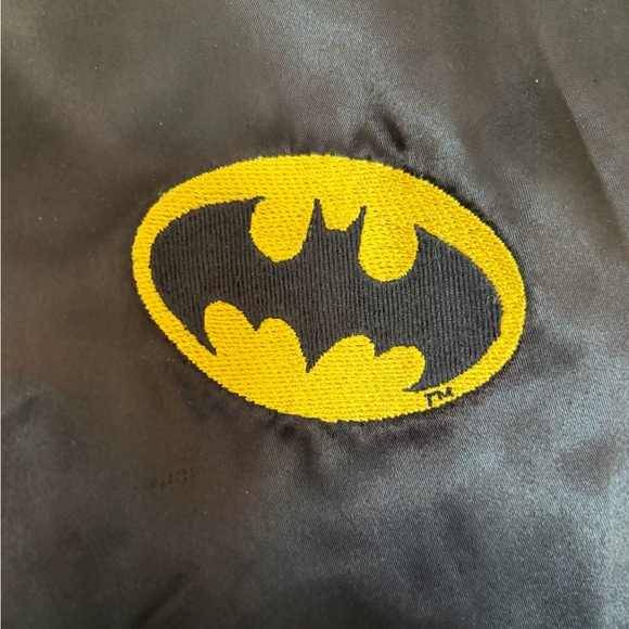 RARE! Vintage Batman Logos Unlimited Bomber Black Satin Large - Picture 10 of 13